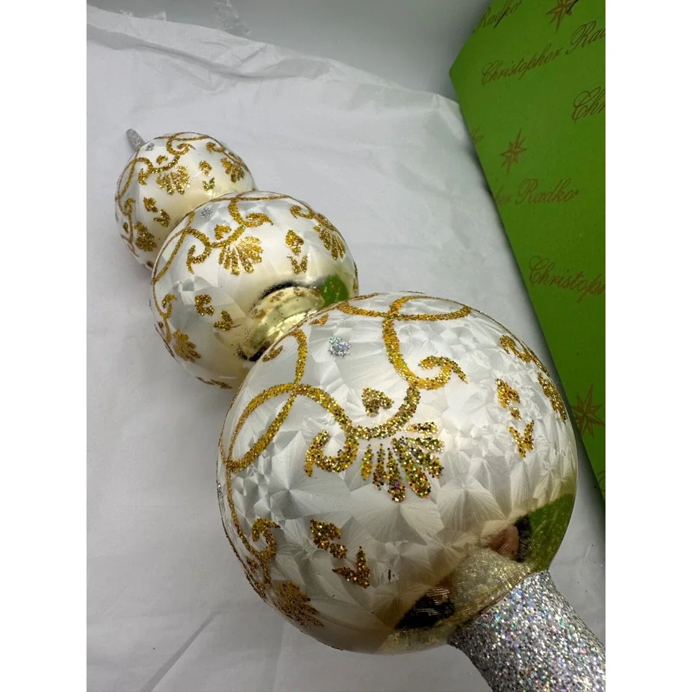 Christopher Radko White‎ Fascination Finial Tree Topper 1012614 16.5